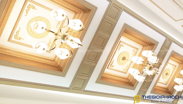 phào chỉ trần nhựa đẹp màu giả gỗ NB